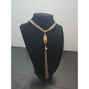 Nicole Miller Black Gold And Silver Toned 24" Tassel Necklace